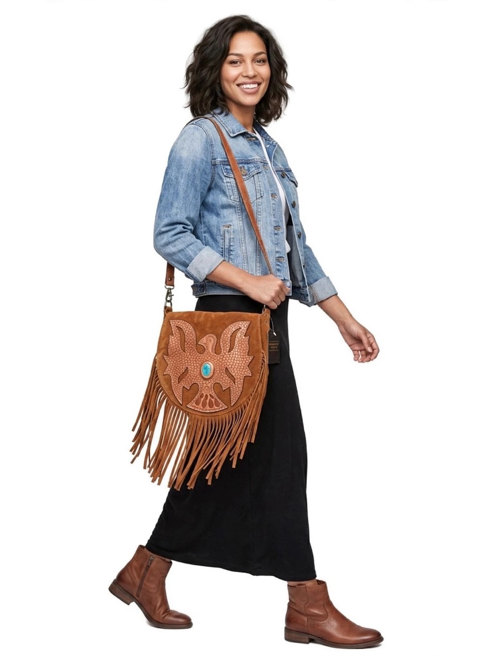NWT American Darling Thunderbird
Fringe Crossbody Bag Suede Western Boho